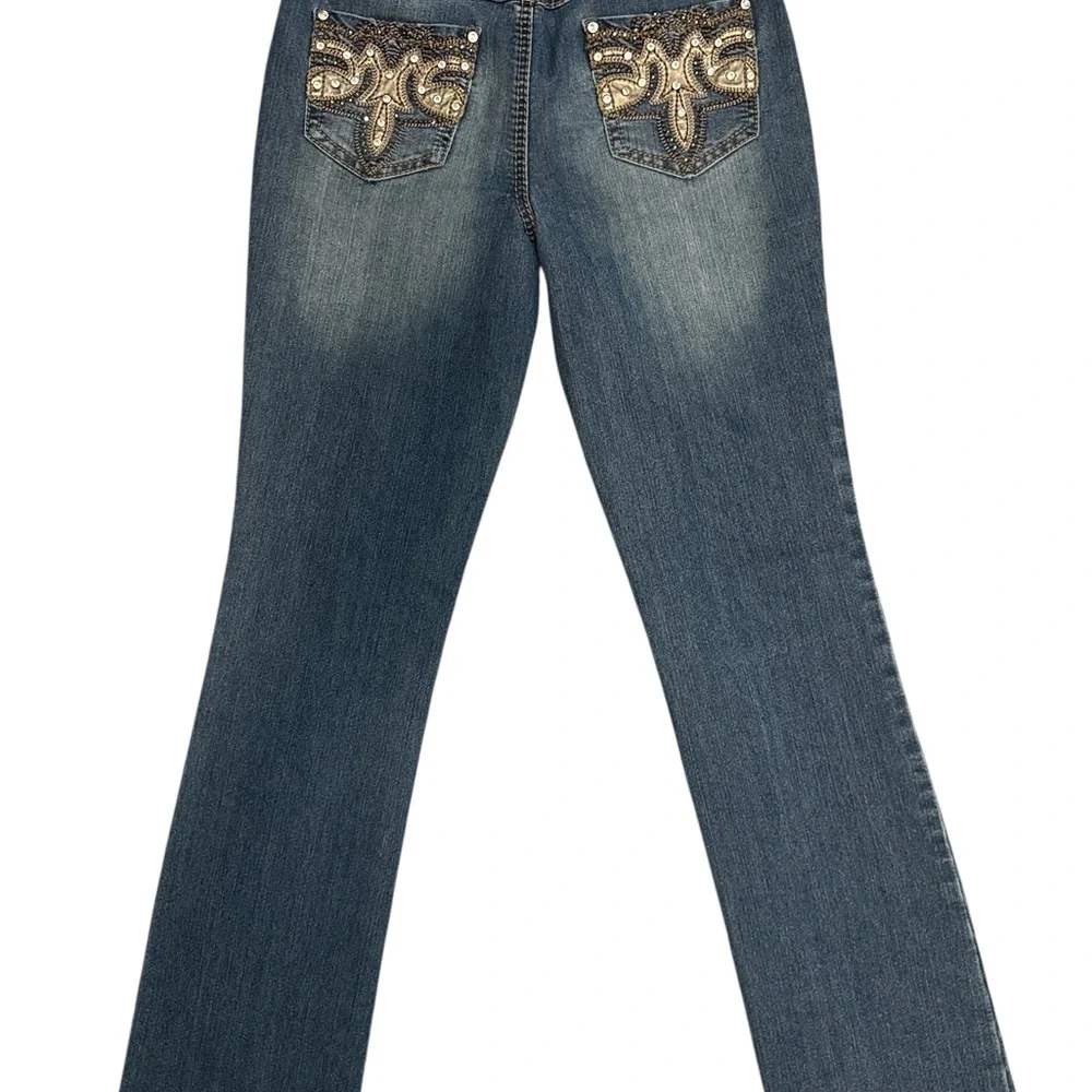 Earl Jeans Women's Classic Blue Boot‎ Cut Jeans Embroidered Embellished Size 2